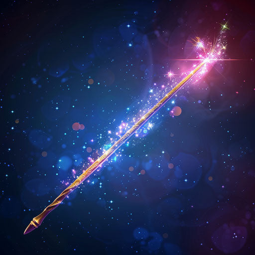 Magic wand clipart with random color background