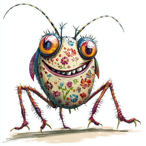 Humorous caricature of a bug clipart