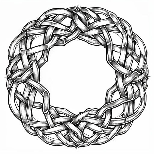 Flat tattoo sketch of a circular Celtic knot design