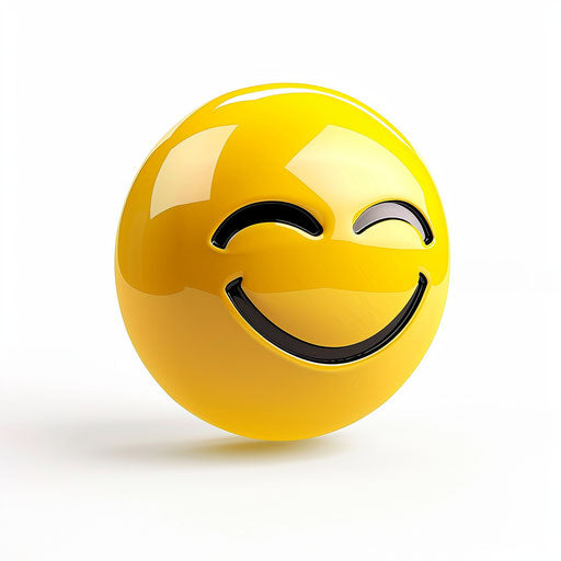 Yellow smiley face with winking eye, clip art style, white background