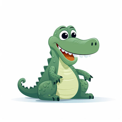 Minimalist crocodile clipart on white background