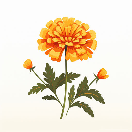 Minimalist marigold illustration on white background