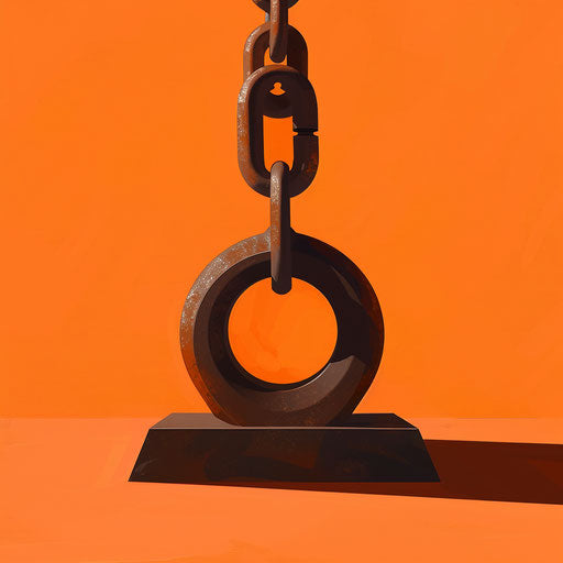 Realistic iron clipart on flat sunset orange background