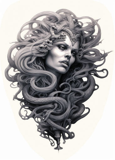 The medusa: an aggressive tattoo design in digital illustration style
