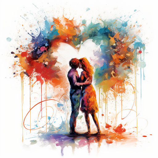 I love you clipart in the style of oil painting