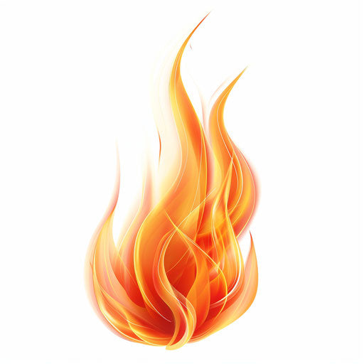 Realistic flame clipart on flat white background