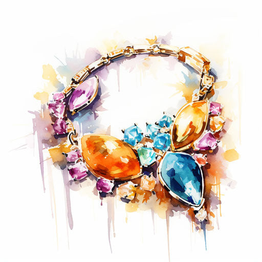 Jewelry clipart in the style of Impressionistic Art