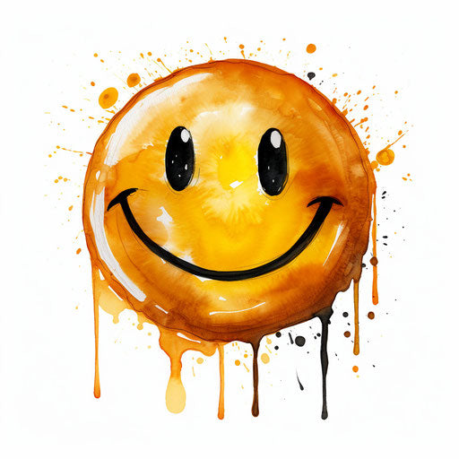 Smiley face clipart in the style of Oil painting, on a white background