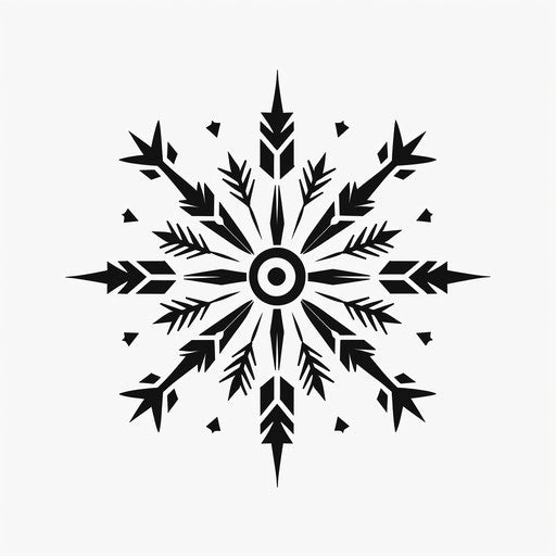 Compass arrow in Inuit art style, black-and-white