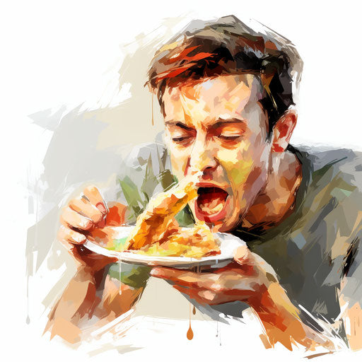 Hungry clipart in Impressionistic Art style on white background