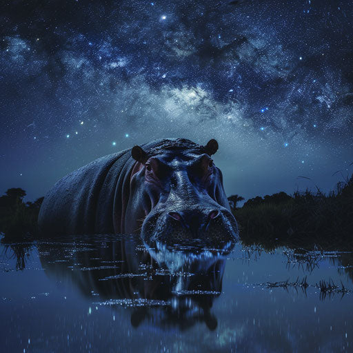 Hippo under the starry sky