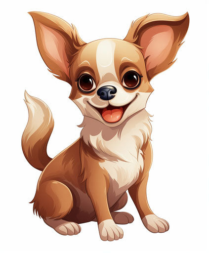 Chihuahua cartoon on white background, #screenshotsaturday style