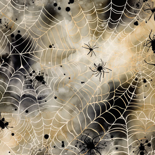 Black and white spider web and spiders
