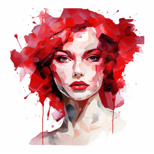 Red clipart in the style of Oil painting, on a white background