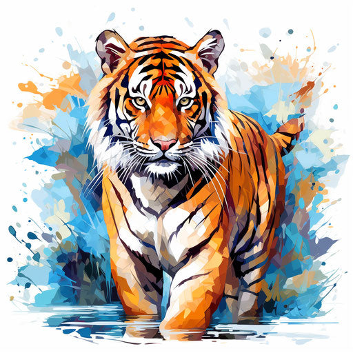 Tiger clipart in the style of Impressionistic Art, on a white background