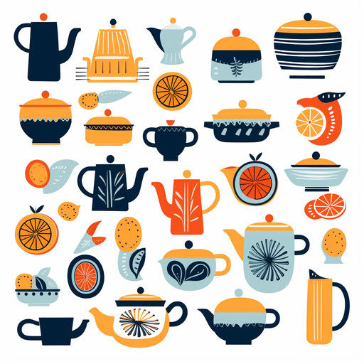 Items in Minimalist style, on white background