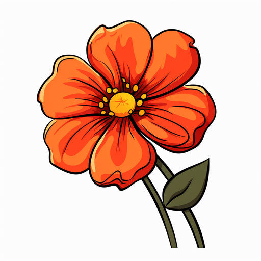 Cartoon flower in Minimalist style, on white background