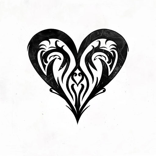 Black heart with striking tribal design