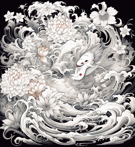 Colorful Design for Tattoos in Traditional or Chinese Style