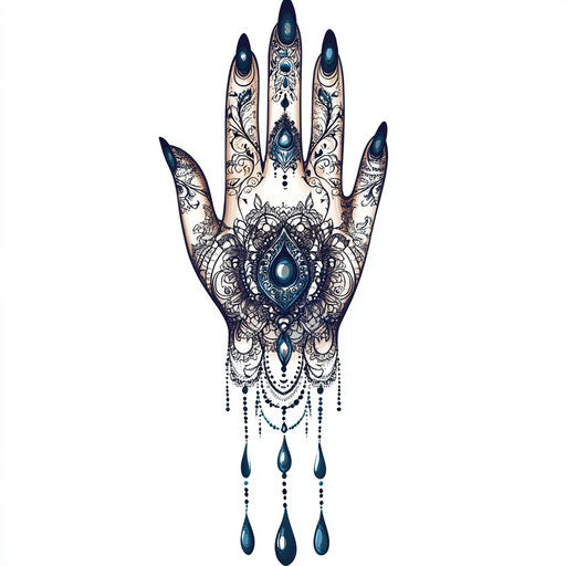 Flat tattoo sketch on hand with intricate lace design