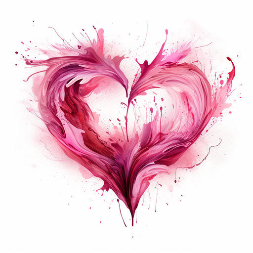 Pink heart clipart in the style of Chiaroscuro Art, on a white background