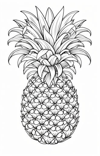 Pineapple coloring page, precise and detailed focus stacking style 11:17