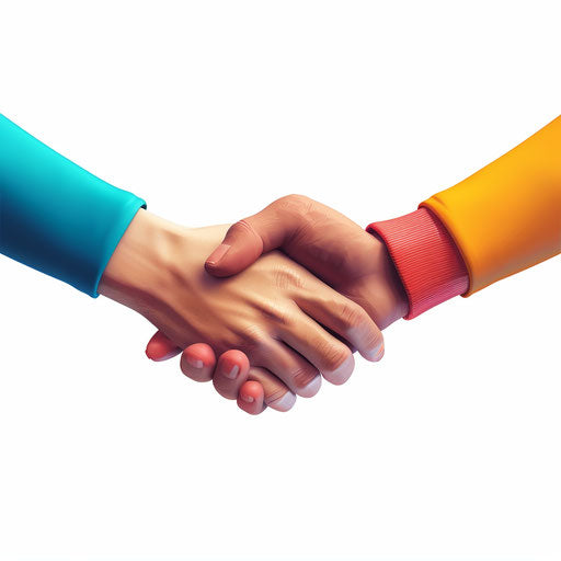 Realistic collaboration clipart with flat white background