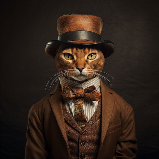 Abyssinian cat dressed as a man