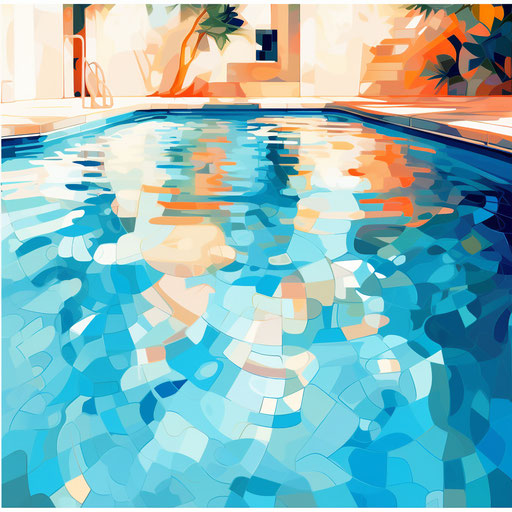 Swimming pool drawing in the style of Impressionistic Art