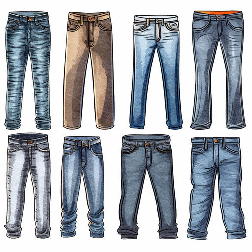 Minimalist style clipart of jeans on white background