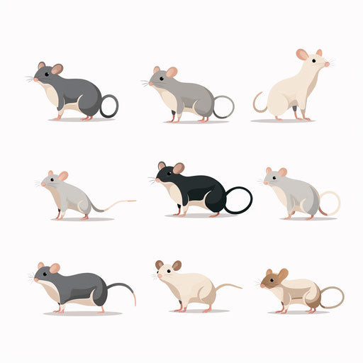 Minimalist-style mice illustration on white background