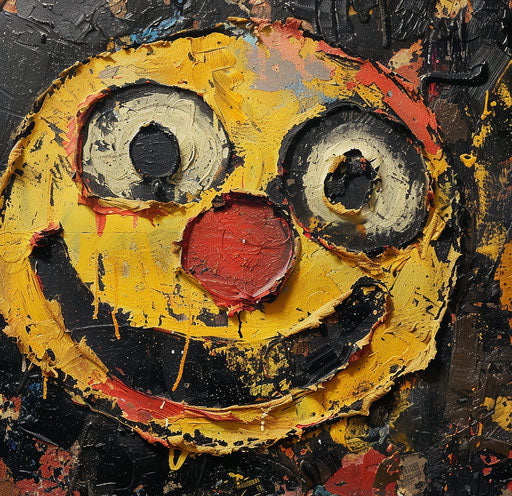 A smiling emoji in the intriguing style of Rinpa school