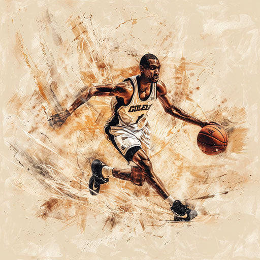 Basketball player clipart on realistic beige background