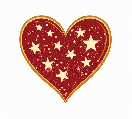 Heart with stars on white background, princesscore style