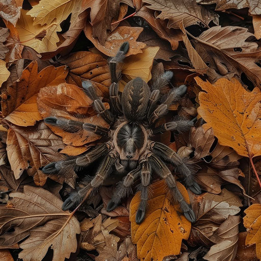 Tarantula among autumn leaves, Vincent Munier style