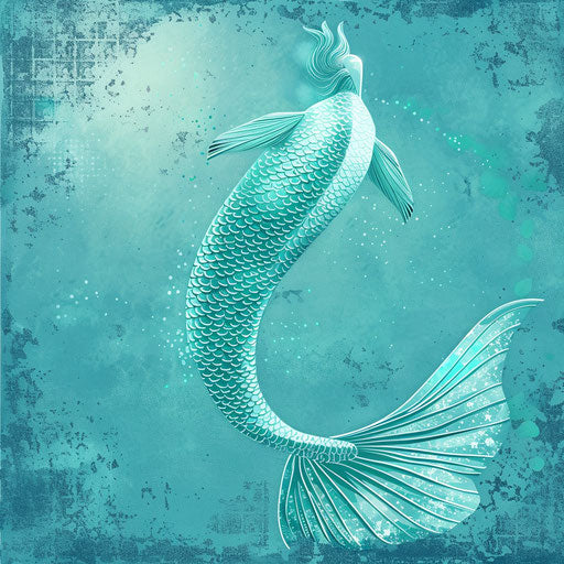 Mermaid tail clipart with random flat background and vintage filter