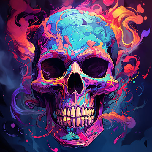 Smoking skull tattoo design, pastel gothic style, digital painting