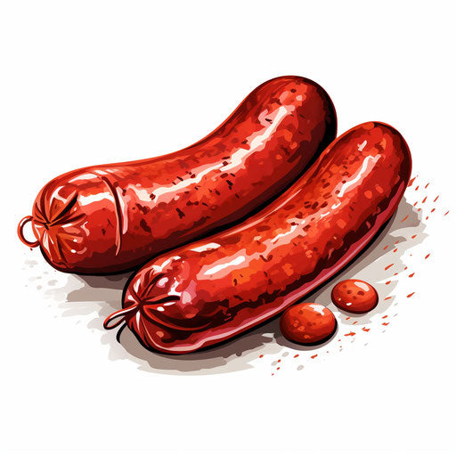 Sausage illustration in the style of Chiaroscuro Art on white background