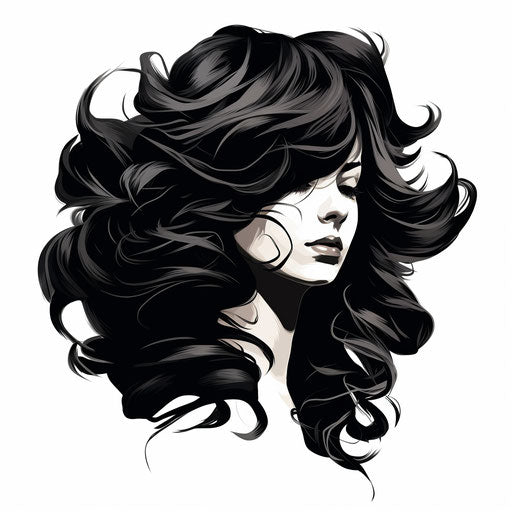 Wig clipart in the style of Chiaroscuro Art, on a white background