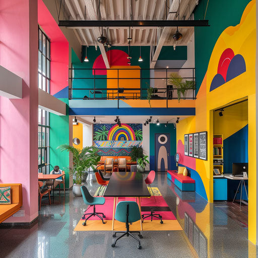 Creative coworking space with vibrant colors