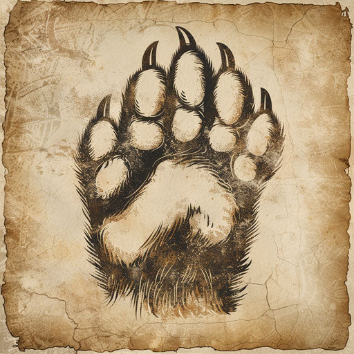 Vintage clipart style sketch of a bear paw