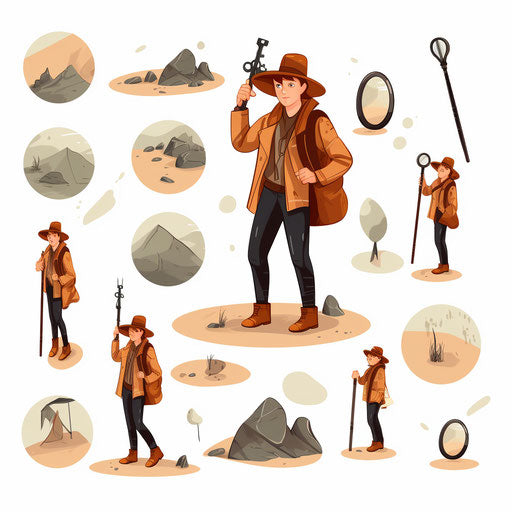 Minimalist style scavenger hunt illustration on white background