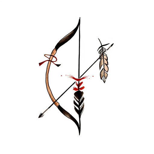 Minimalist style bow and arrow clipart, white background