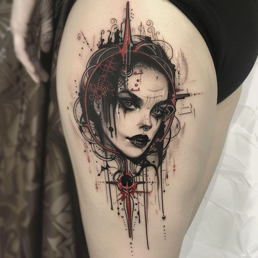 Tattoo symbols with gothic elements, in the style of Gerald Brom