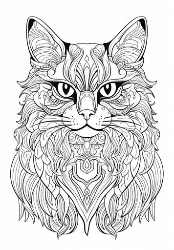 Coloring pages for adults cat, in the style of animals and people, anemoiacore, depictions of animals 23:33
