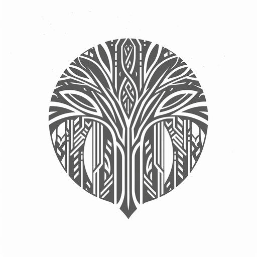 Art Deco inspired tree of life tattoo design