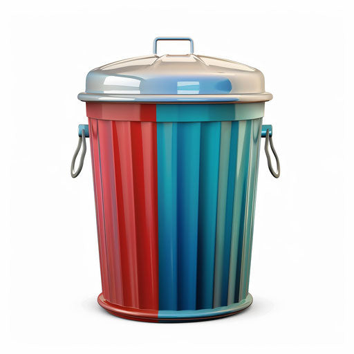 Realistic trash can clipart on flat white background