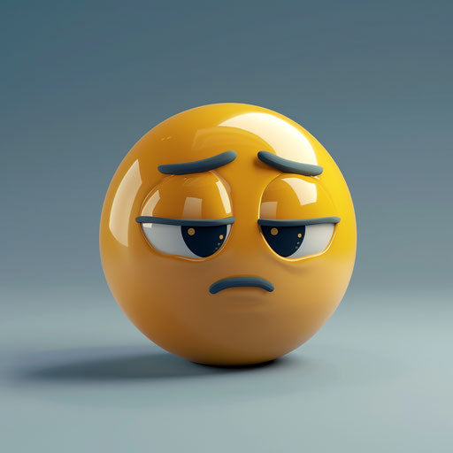 Sad and worried emoji icon, emphasis on mood and atmosphere style, sculpted, commission for
