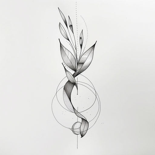 Create a minimalist ribbon tattoo sketch with simple lines and geometric shapes