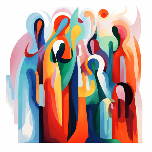 Among us clipart in the style of Impressionistic Art, on a white background